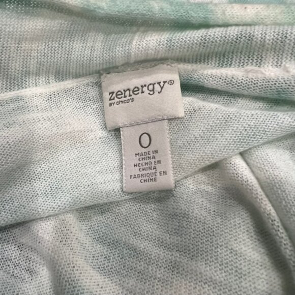 Chico's Zenergy Green & White No Close Sheer Shawl Size Small - Picture 8 of 8